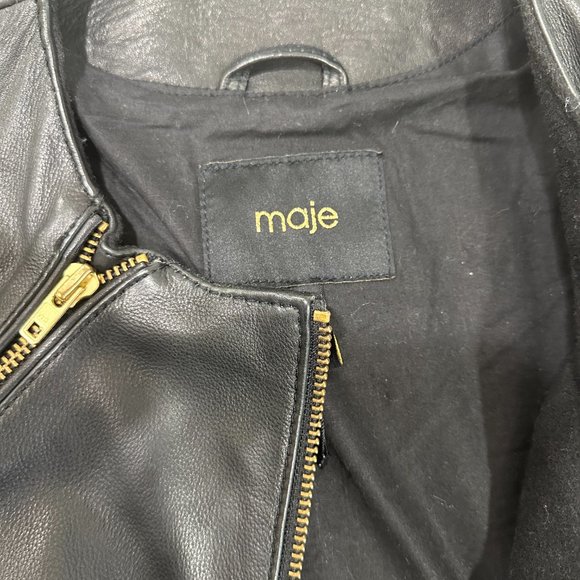 Maje leather & Wool biker jacket - Picture 6 of 7